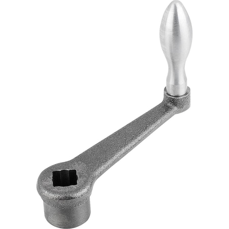 Kipp Crank Handle To DIN 469 Square Socket Sw=17 +0, 3, A=125, H=120, Form:F Mach Handle Fixed, Cast Iron,  K0685.112X17